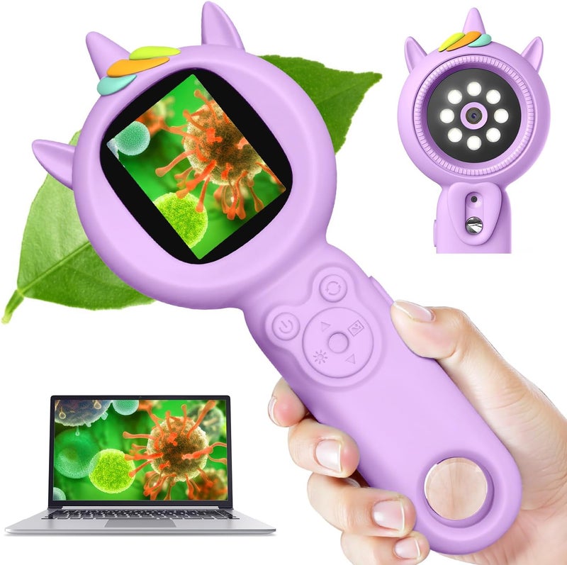 Acoath Microscope for Kids, Auto-Focus Handheld Digital Microscopes with 2.0" Screen, 8 LEDs Rechargeable Pocket Mini Microscope Christmas Gifts Educational Science Toys for Ages 5 6 7 8 9 10 11 12 - Image 1